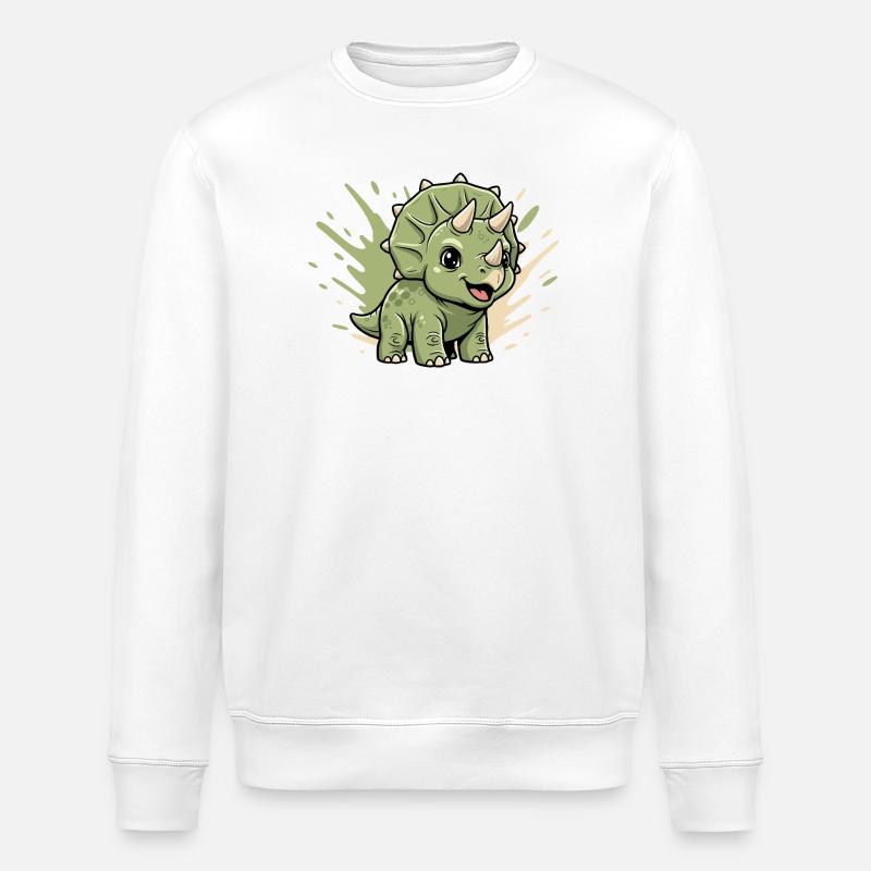 Kleiner Dino Triceratops - Stanley/Stella Unisex Bio-Sweatshirt ROLLER - Weiß