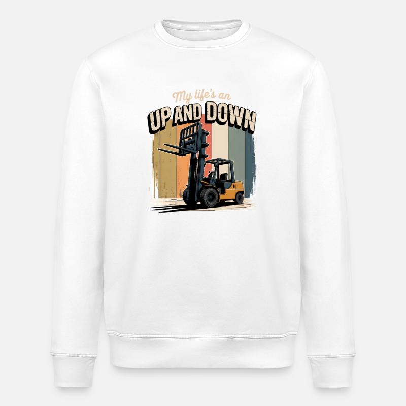 Mein Leben rauf runter | Gabelstapler - Stanley/Stella Unisex Bio-Sweatshirt ROLLER - Weiß