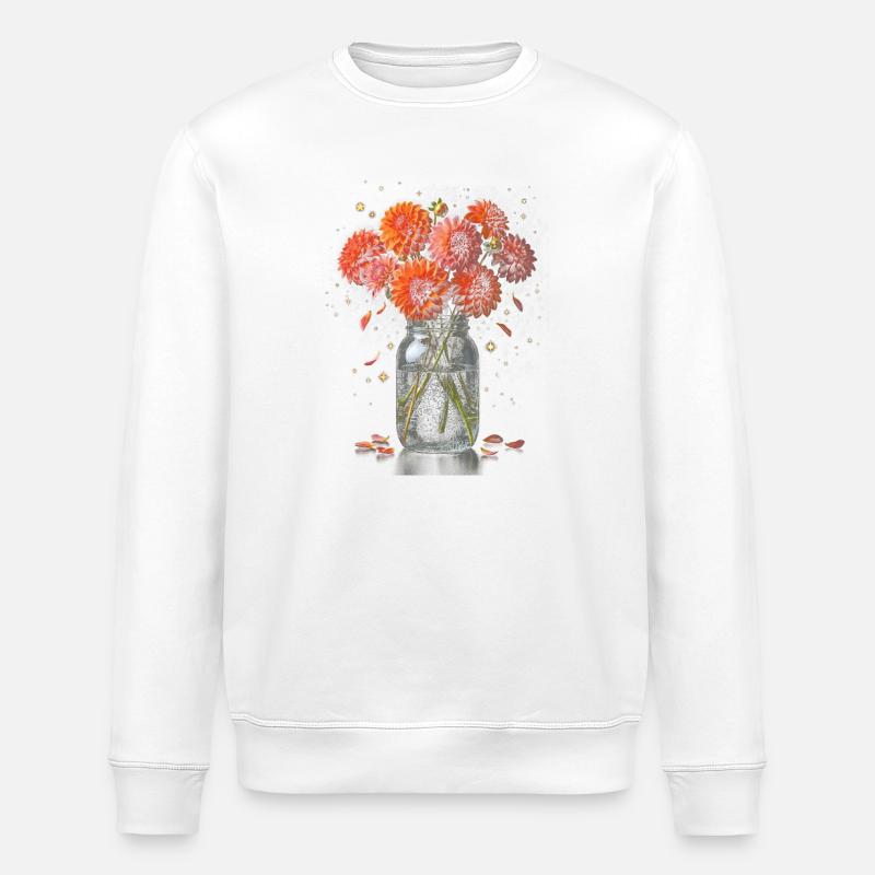 Dahlie im Glas - Stanley/Stella Unisex Bio-Sweatshirt ROLLER - Weiß