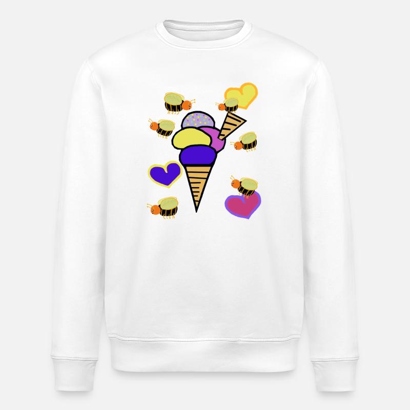 Retro Eis Eiskrem Eiscreme Bienen - Stanley/Stella Unisex Bio-Sweatshirt ROLLER - Weiß