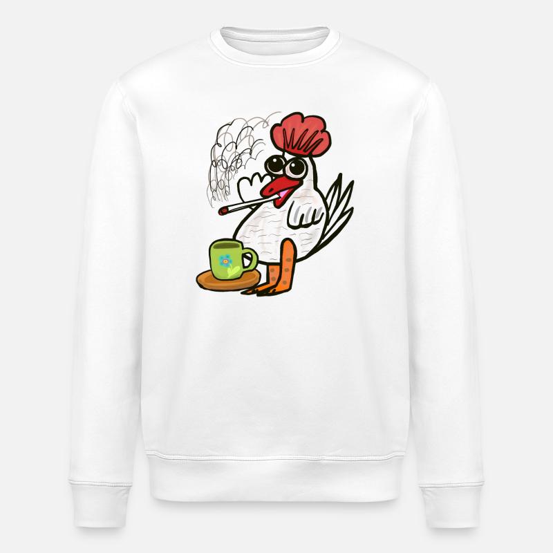 Coffee Butt Cigarettes Chicken Break - Stanley/Stella ROLLER Unisex Organic Sweatshirt - white
