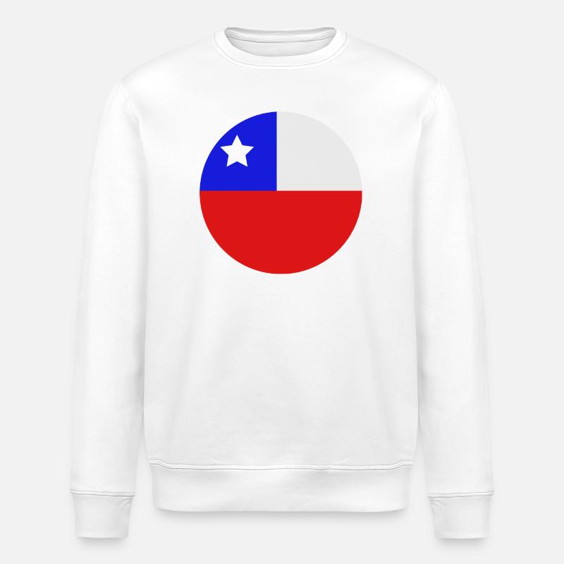 Drapeau chilien rond - Sweat bio ROLLER Stanley/Stella Unisexe - blanc