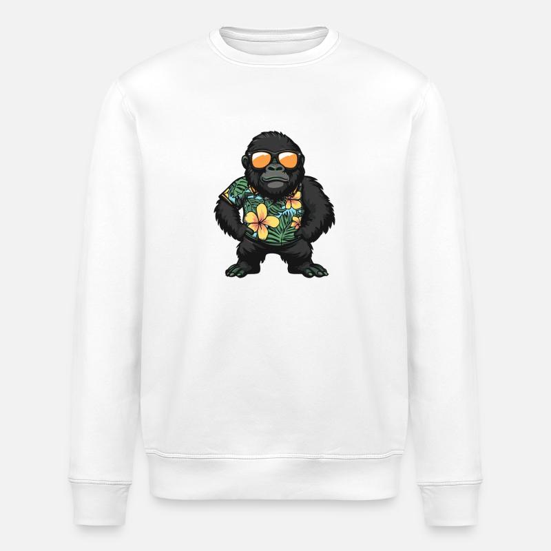 Gorilla Comic Vacation - Stanley/Stella ROLLER Unisex Organic Sweatshirt - white