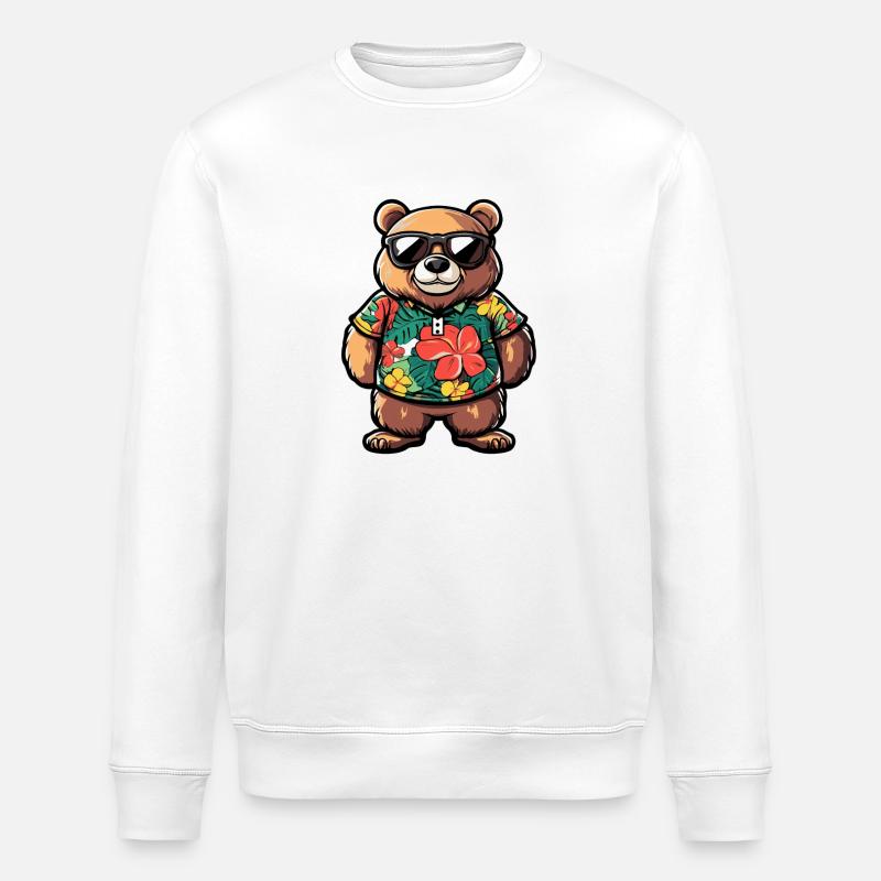 Bär Comic Urlaub - Stanley/Stella Unisex Bio-Sweatshirt ROLLER - Weiß