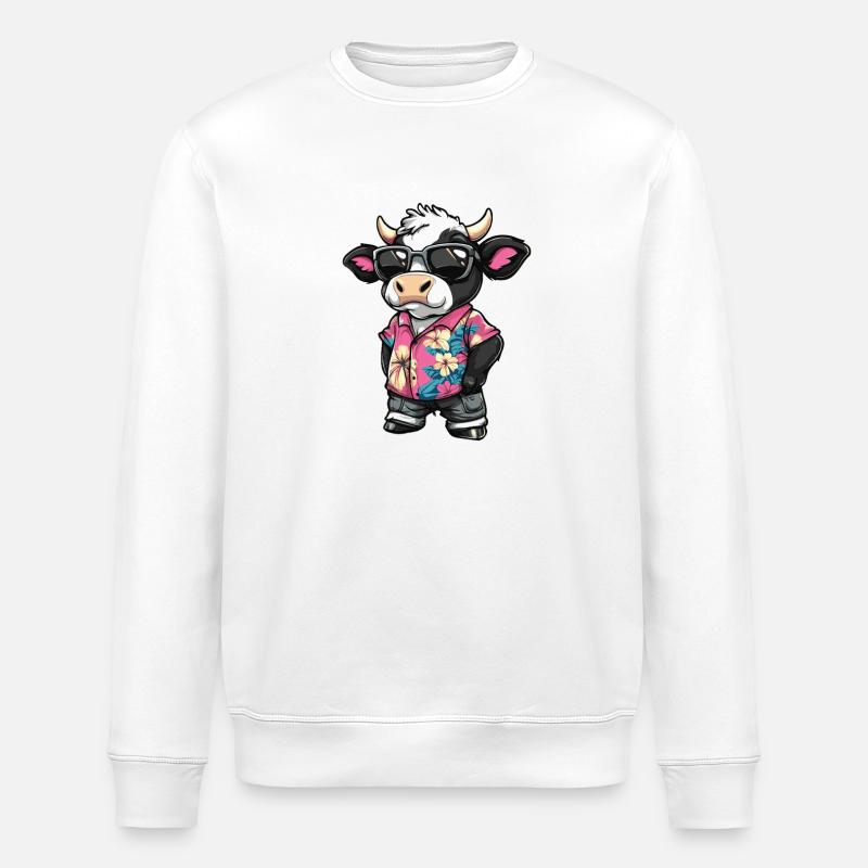 Kuh Comic Urlaub - Stanley/Stella Unisex Bio-Sweatshirt ROLLER - Weiß