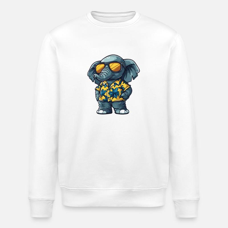 Elefant Comic Urlaub - Stanley/Stella Unisex Bio-Sweatshirt ROLLER - Weiß