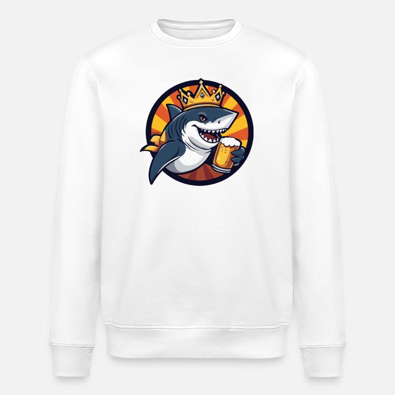 Bière de requin drôle - Sweat bio ROLLER Stanley/Stella Unisexe - blanc