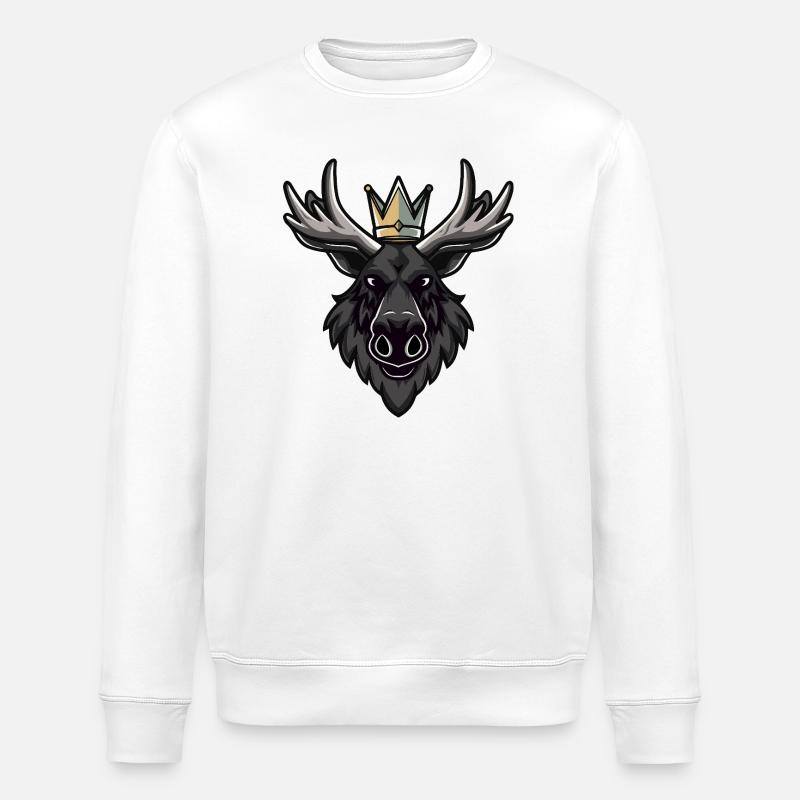 Elch Kopf Krone - Stanley/Stella Unisex Bio-Sweatshirt ROLLER - Weiß