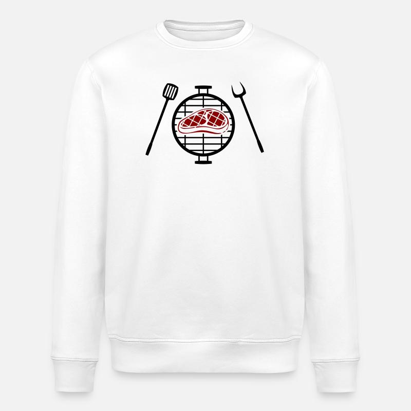 Rotes Steakmuster Print - Stanley/Stella Unisex Bio-Sweatshirt ROLLER - Weiß