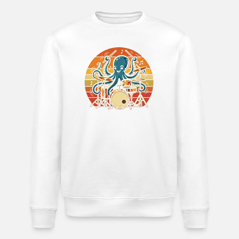 Octopus Batteur rythmique - Sweat bio ROLLER Stanley/Stella Unisexe - blanc