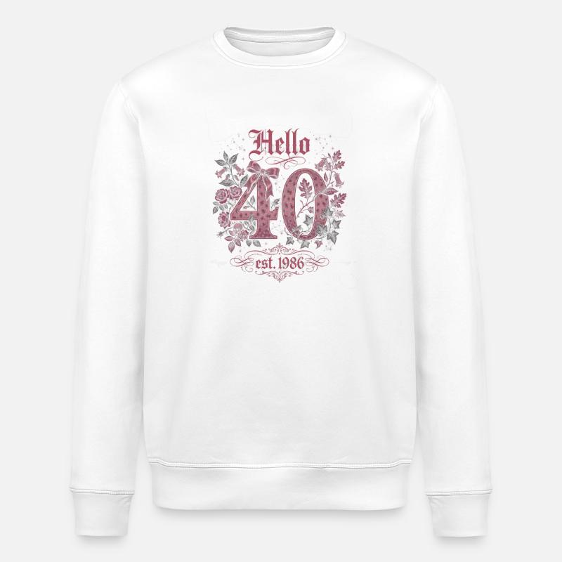 Bonjour 40 Édition Léopard Rose - Sweat bio ROLLER Stanley/Stella Unisexe - blanc