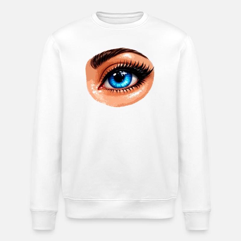 Blue Eye Illustration Pop Art Aura - Stanley/Stella ROLLER Unisex Organic Sweatshirt - white