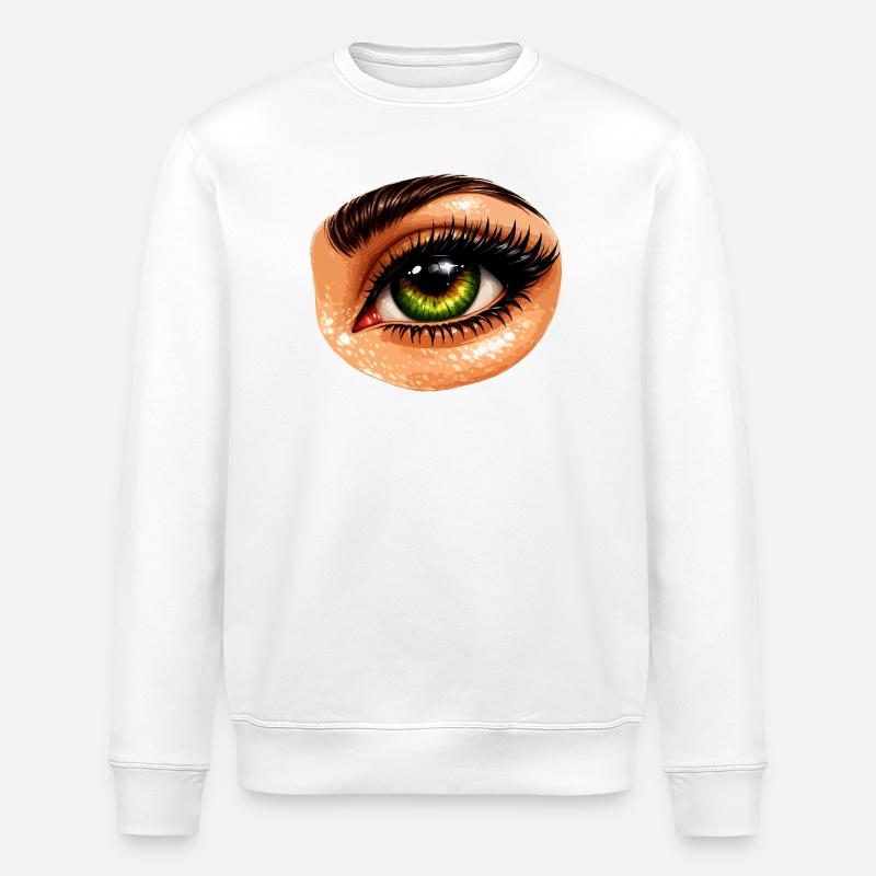 Illustration de l’œil vert - Sweat bio ROLLER Stanley/Stella Unisexe - blanc
