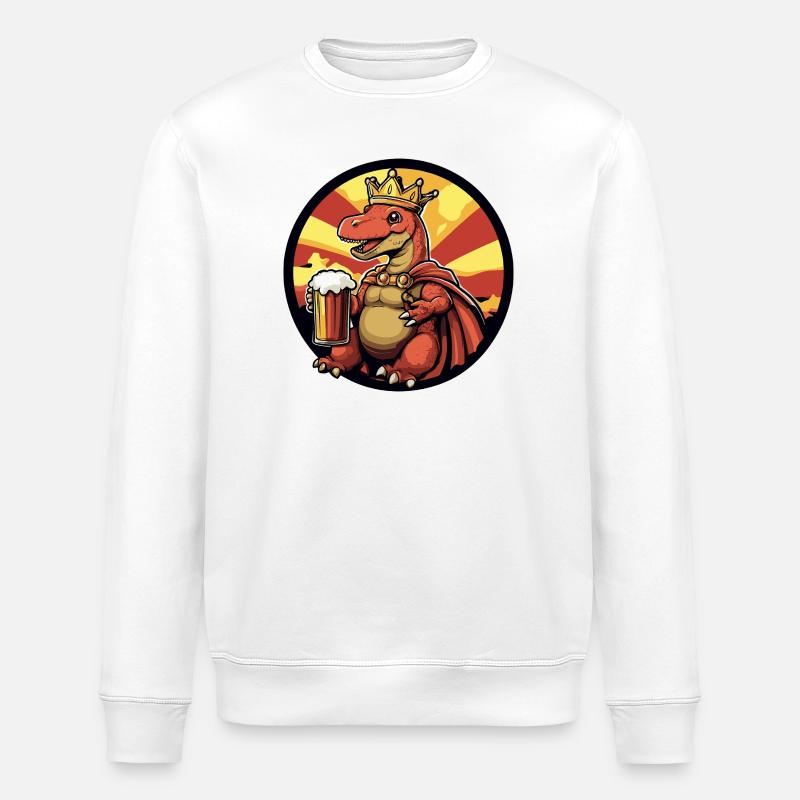 Dinosaurier brontosaurus Bier Lustig - Stanley/Stella Unisex Bio-Sweatshirt ROLLER - Weiß