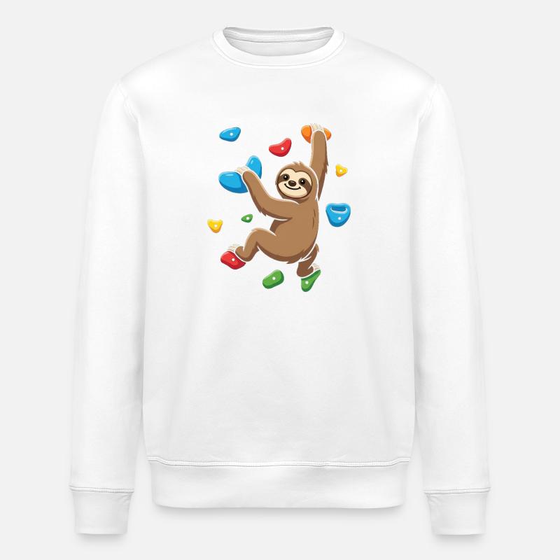 Kletternder Faultier Niedlicher Felsenkletterer Kletterer - Stanley/Stella Unisex Bio-Sweatshirt ROLLER - Weiß