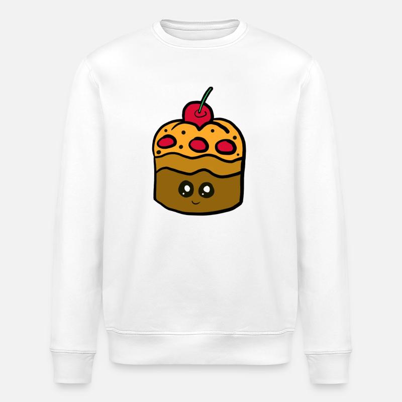 Kawaii Kuchen mit Kirsche Maffin - Stanley/Stella Unisex Bio-Sweatshirt ROLLER - Weiß