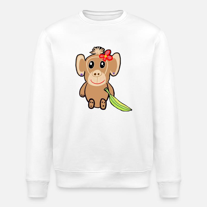 Zoo Enfants Bananier Singe Animaux - Sweat bio ROLLER Stanley/Stella Unisexe - blanc