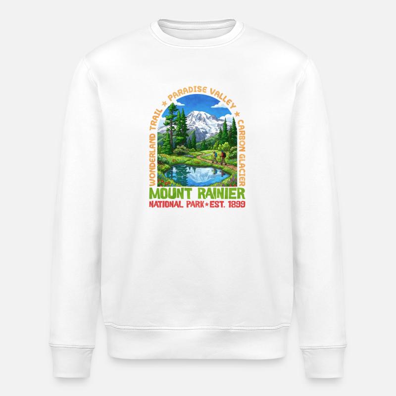Mount Rainier Nationalpark Panorama - Stanley/Stella Unisex Bio-Sweatshirt ROLLER - Weiß