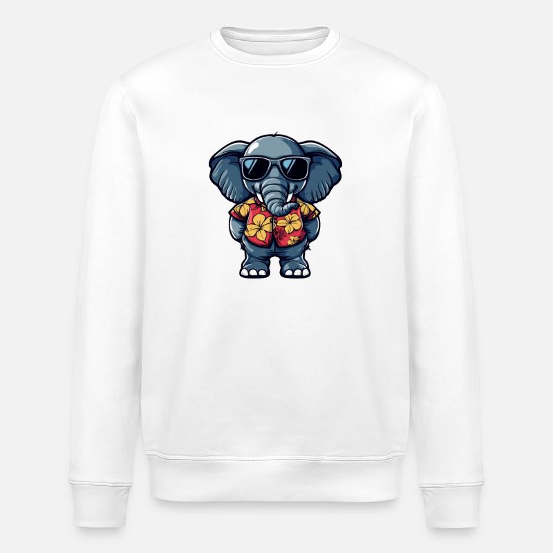 Elefant Comic Urlaub - Stanley/Stella Unisex Bio-Sweatshirt ROLLER - Weiß
