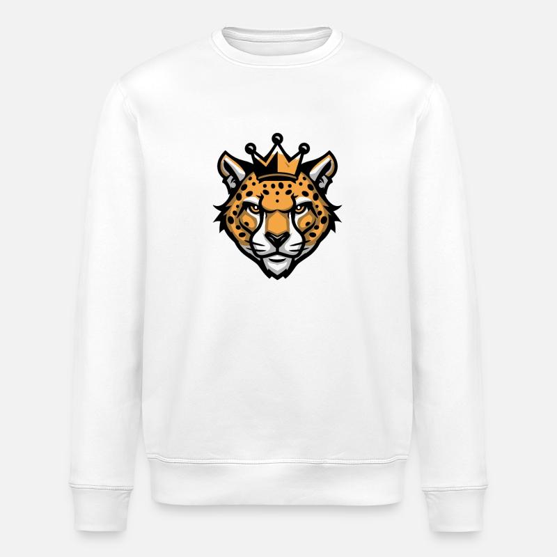 Cheetah Head Crown - Stanley/Stella ROLLER Unisex Organic Sweatshirt - white