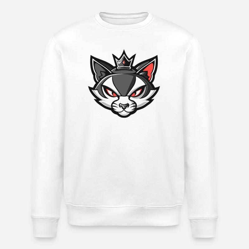 Katze Kopf Krone - Stanley/Stella Unisex Bio-Sweatshirt ROLLER - Weiß