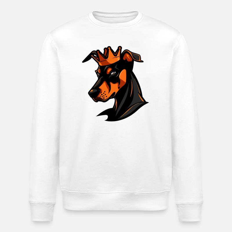 Doberman Hund Krone - Stanley/Stella Unisex Bio-Sweatshirt ROLLER - Weiß