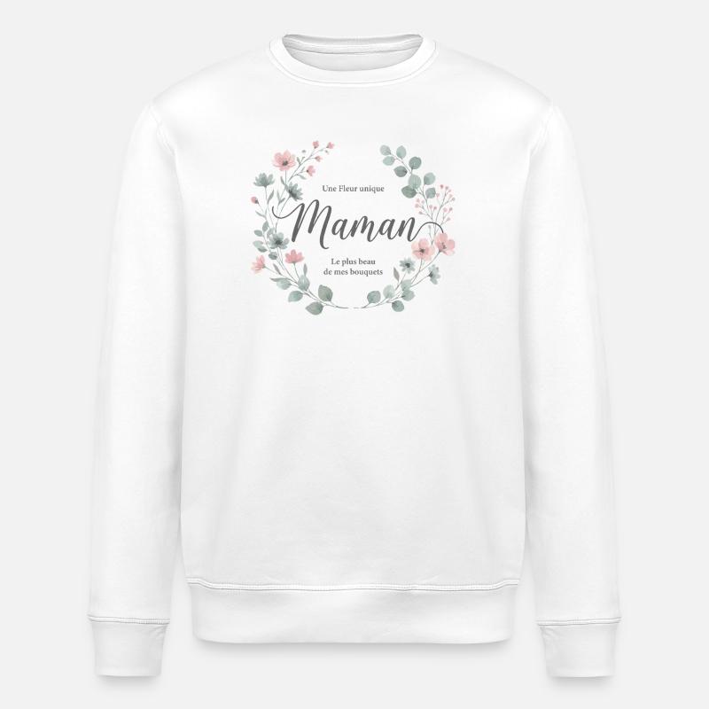 Maman, Fleur Unique et Tendresse - Sweat bio ROLLER Stanley/Stella Unisexe - blanc