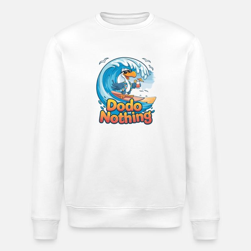 Dodo Surfer sur une vague tropicale - Sweat bio ROLLER Stanley/Stella Unisexe - blanc