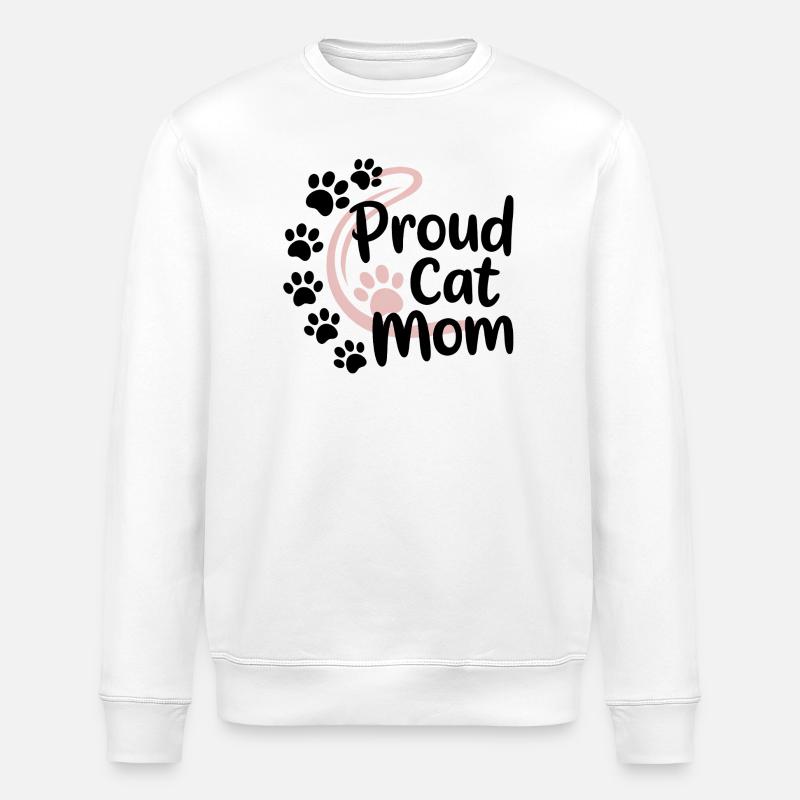 Katzenmama Rosa Pfoten Logo - Stanley/Stella Unisex Bio-Sweatshirt ROLLER - Weiß
