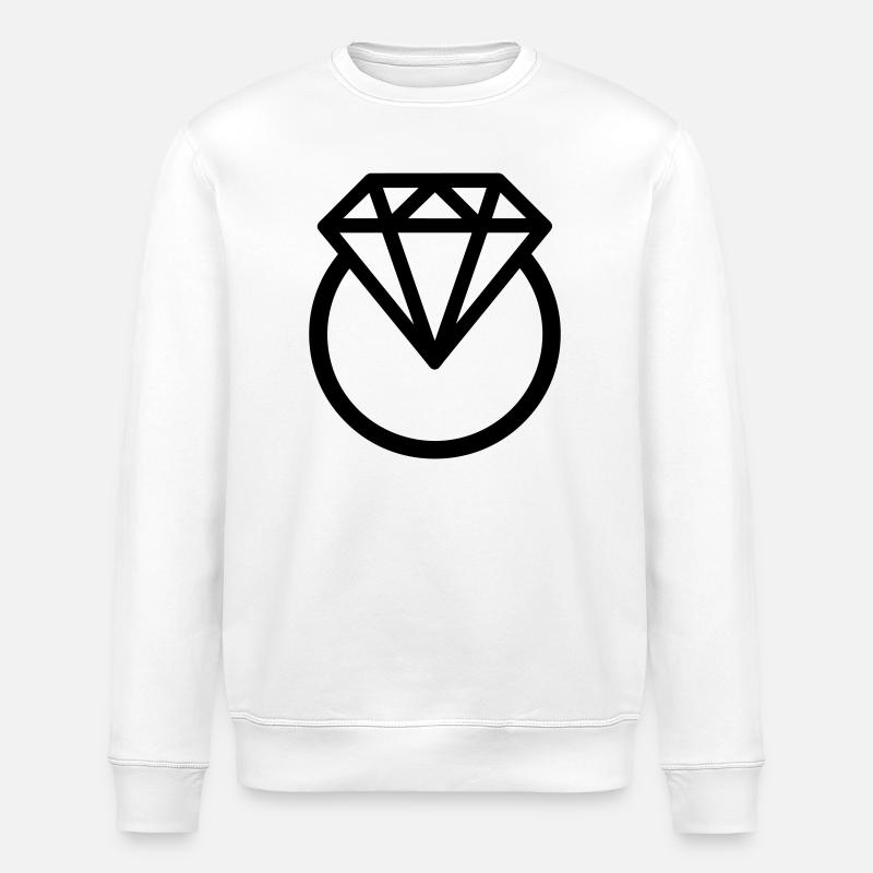 Diamond ring - Stanley/Stella ROLLER Unisex Organic Sweatshirt - white
