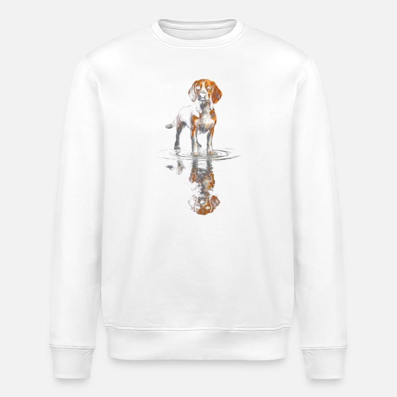 Beagle at the water level - Stanley/Stella ROLLER Unisex Organic Sweatshirt - white