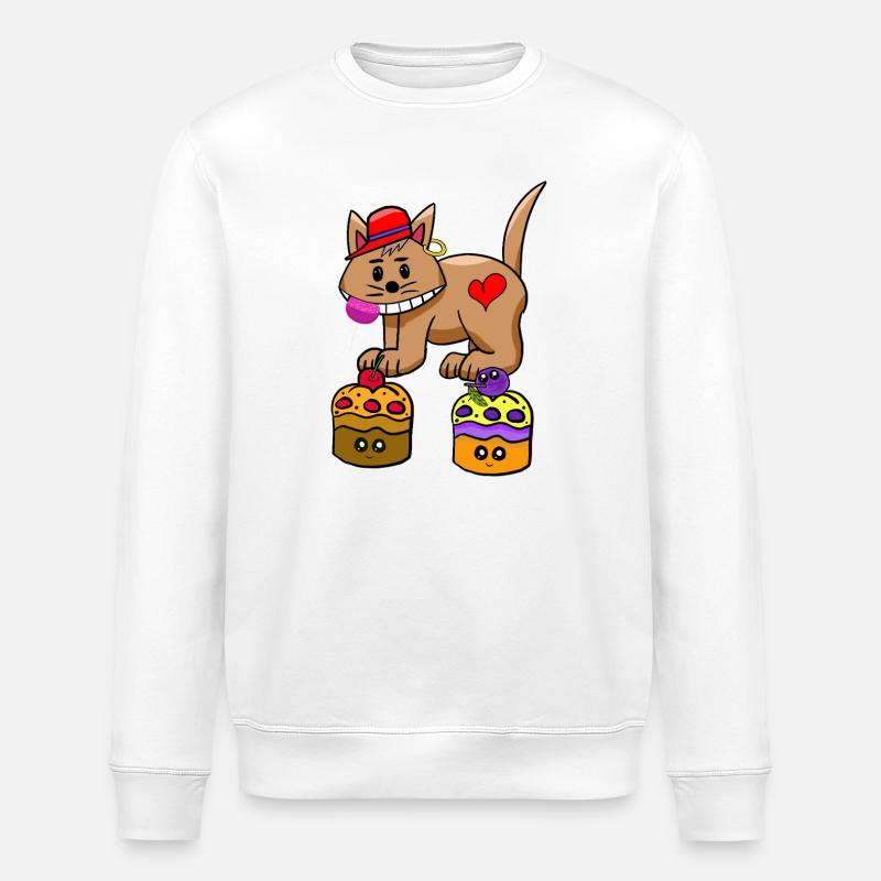 Cat Candy Snacking Muffin Lollipop - Stanley/Stella ROLLER Unisex Organic Sweatshirt - white