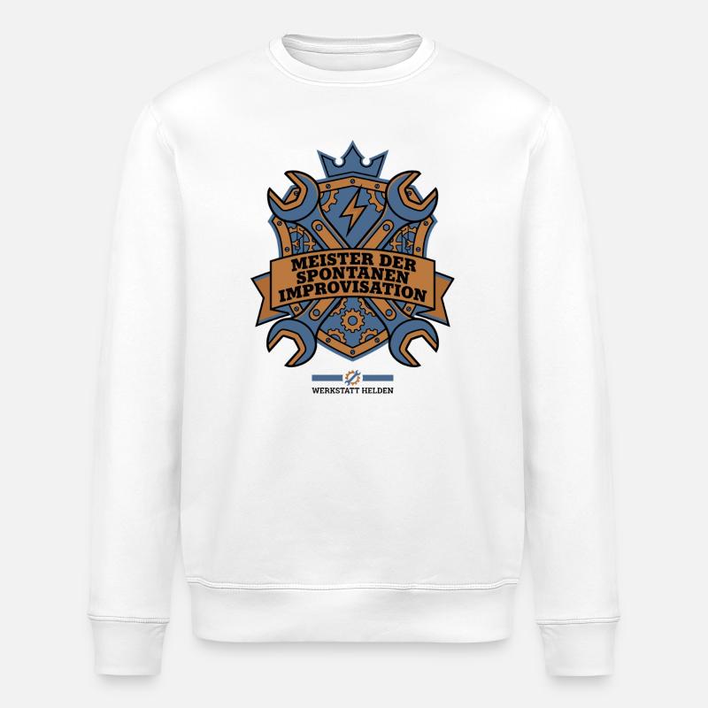 Handwerker Improvisation Wappen Design - Stanley/Stella Unisex Bio-Sweatshirt ROLLER - Weiß