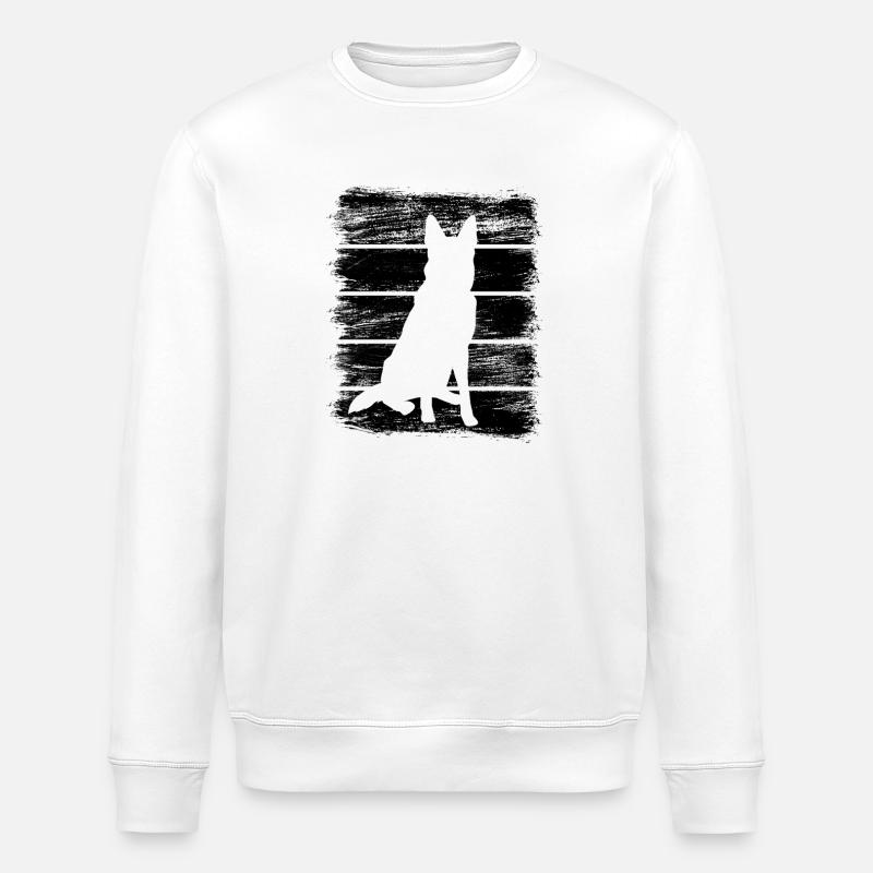 German Shepherd Drawing - Stanley/Stella ROLLER Unisex Organic Sweatshirt - white