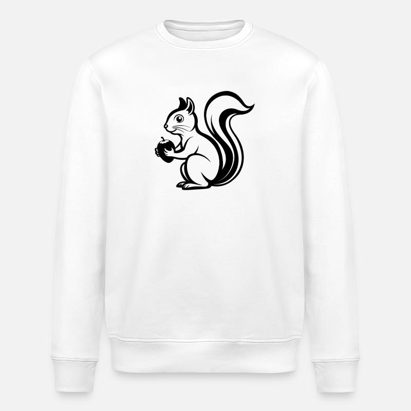 Squirrel Holding Nut - Stanley/Stella ROLLER Unisex Organic Sweatshirt - white
