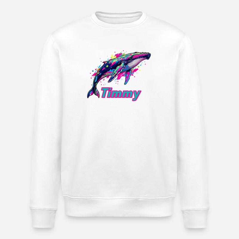 Neon Whale Timmy Graffiti - Stanley/Stella ROLLER Unisex Organic Sweatshirt - white