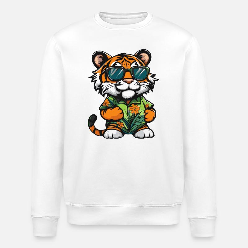 Tiger Comic Urlaub - Stanley/Stella Unisex Bio-Sweatshirt ROLLER - Weiß