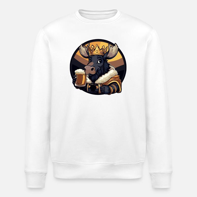 Moose Beer Funny - Stanley/Stella ROLLER Unisex Organic Sweatshirt - white