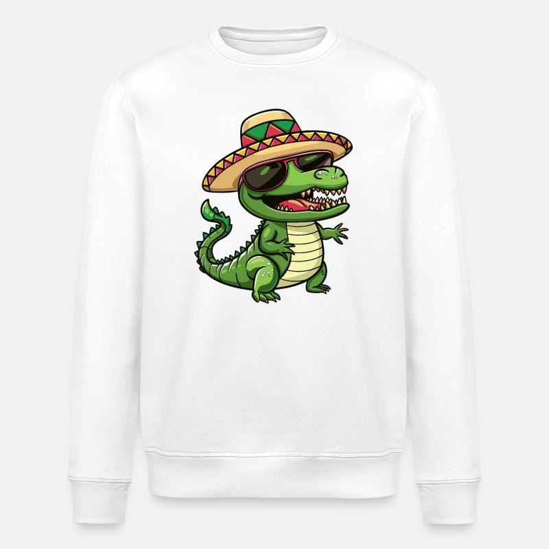Aligator Funny Sombrero - Stanley/Stella ROLLER Unisex Organic Sweatshirt - white