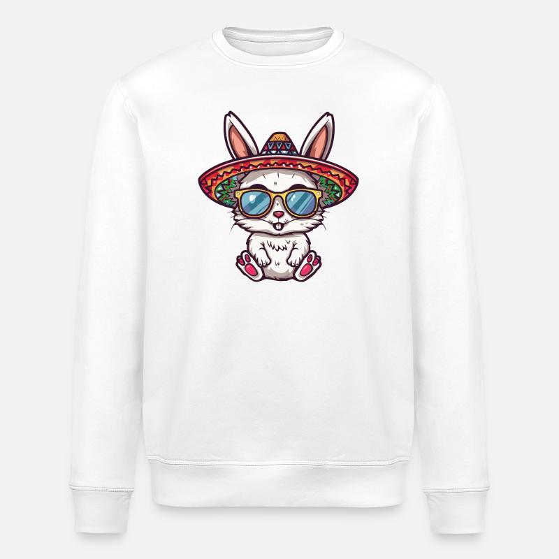 Bunny Comic Funny Sombrero - Stanley/Stella ROLLER Unisex Organic Sweatshirt - white