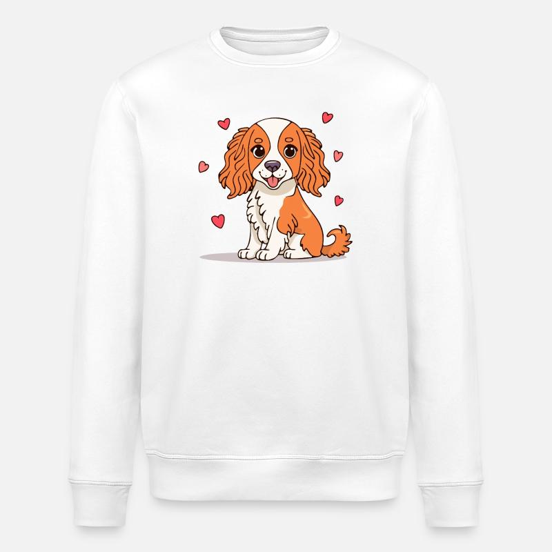 Cavalier Spaniel (Comic) - Stanley/Stella ROLLER Unisex Organic Sweatshirt - white