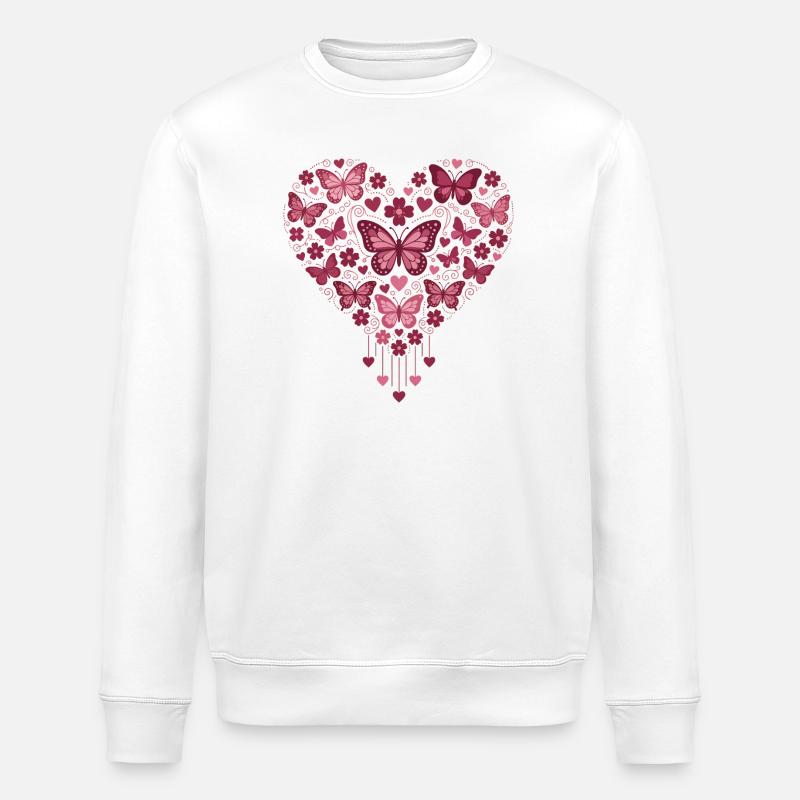 Cœur Papillon Fleuri Éclat - Sweat bio ROLLER Stanley/Stella Unisexe - blanc