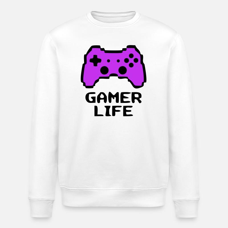 Manette Gamer Life criardante - Sweat bio ROLLER Stanley/Stella Unisexe - blanc