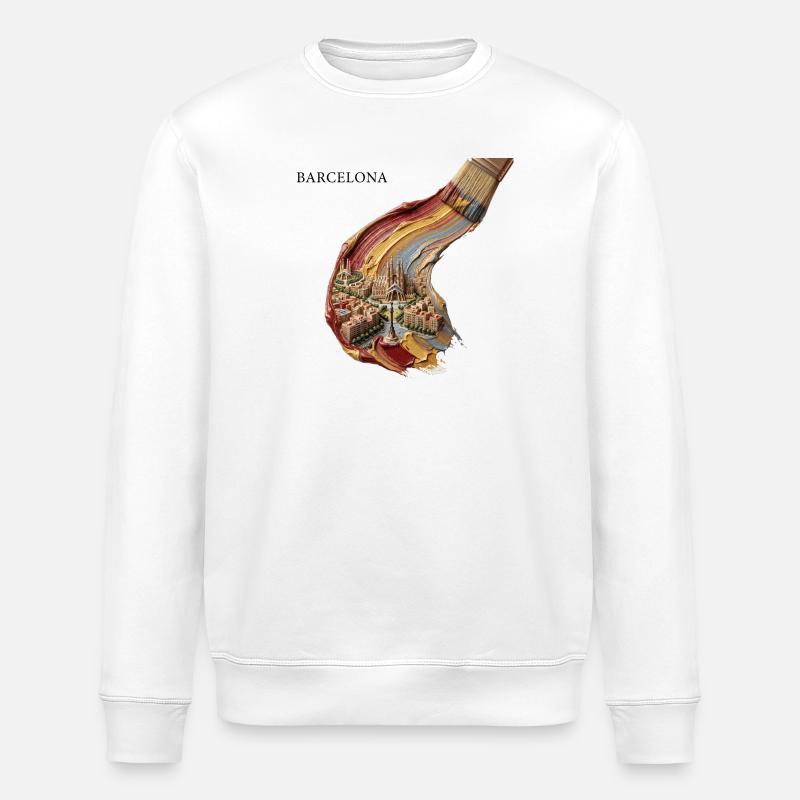 Barcelona im Farbwirbel - Stanley/Stella Unisex Bio-Sweatshirt ROLLER - Weiß