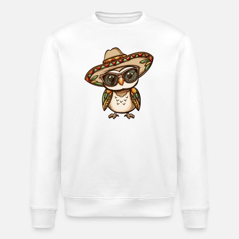 Owl Comic Funny Sombrero - Stanley/Stella ROLLER Unisex Organic Sweatshirt - white
