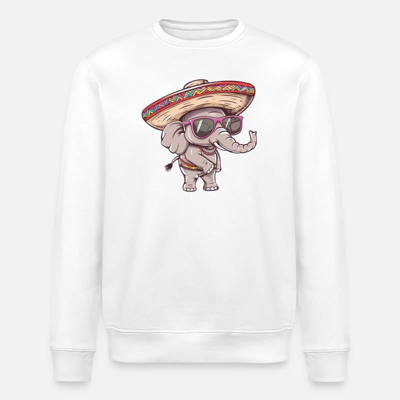 Elephant Comic Funny Sombrero - Stanley/Stella ROLLER Unisex Organic Sweatshirt - white