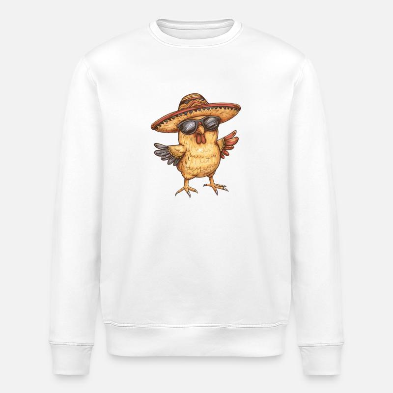 Chicken Comic Funny Sombrero - Stanley/Stella ROLLER Unisex Organic Sweatshirt - white