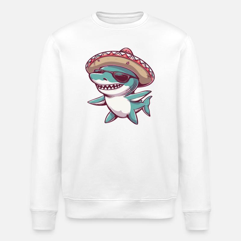 Hai Comic Lustig Sombrero - Stanley/Stella Unisex Bio-Sweatshirt ROLLER - Weiß