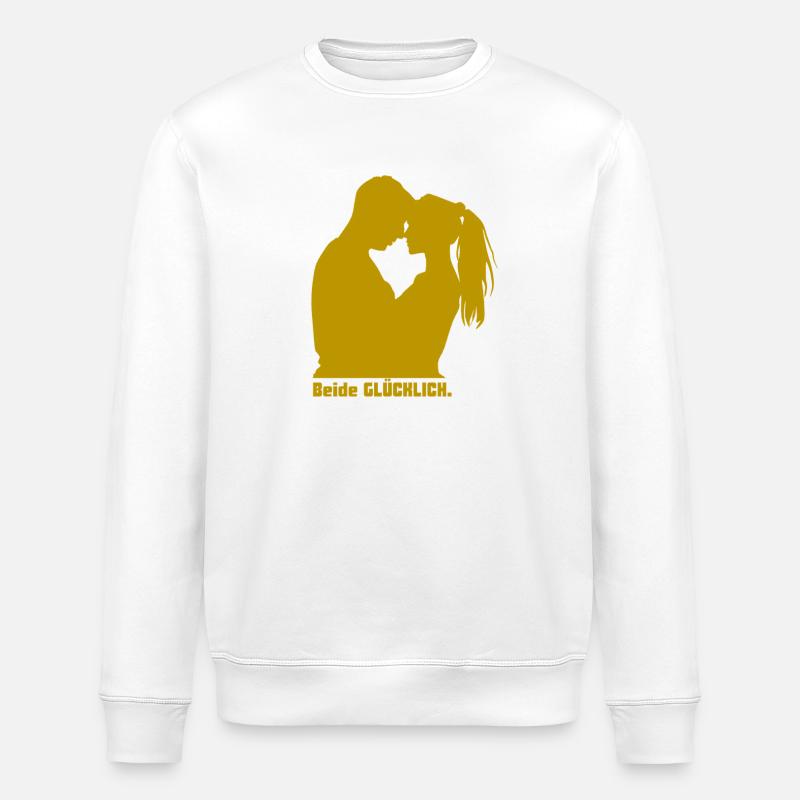 Beide Glücklich Kuss Silhouette - Stanley/Stella Unisex Bio-Sweatshirt ROLLER - Weiß