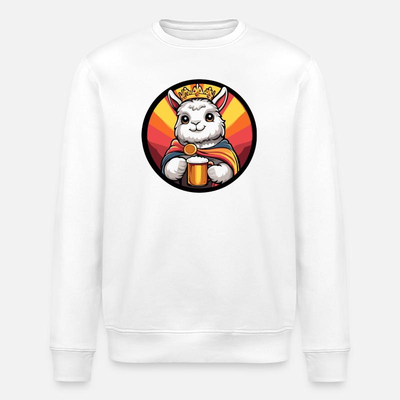 Alpaka Llama Bier Lustig - Stanley/Stella Unisex Bio-Sweatshirt ROLLER - Weiß